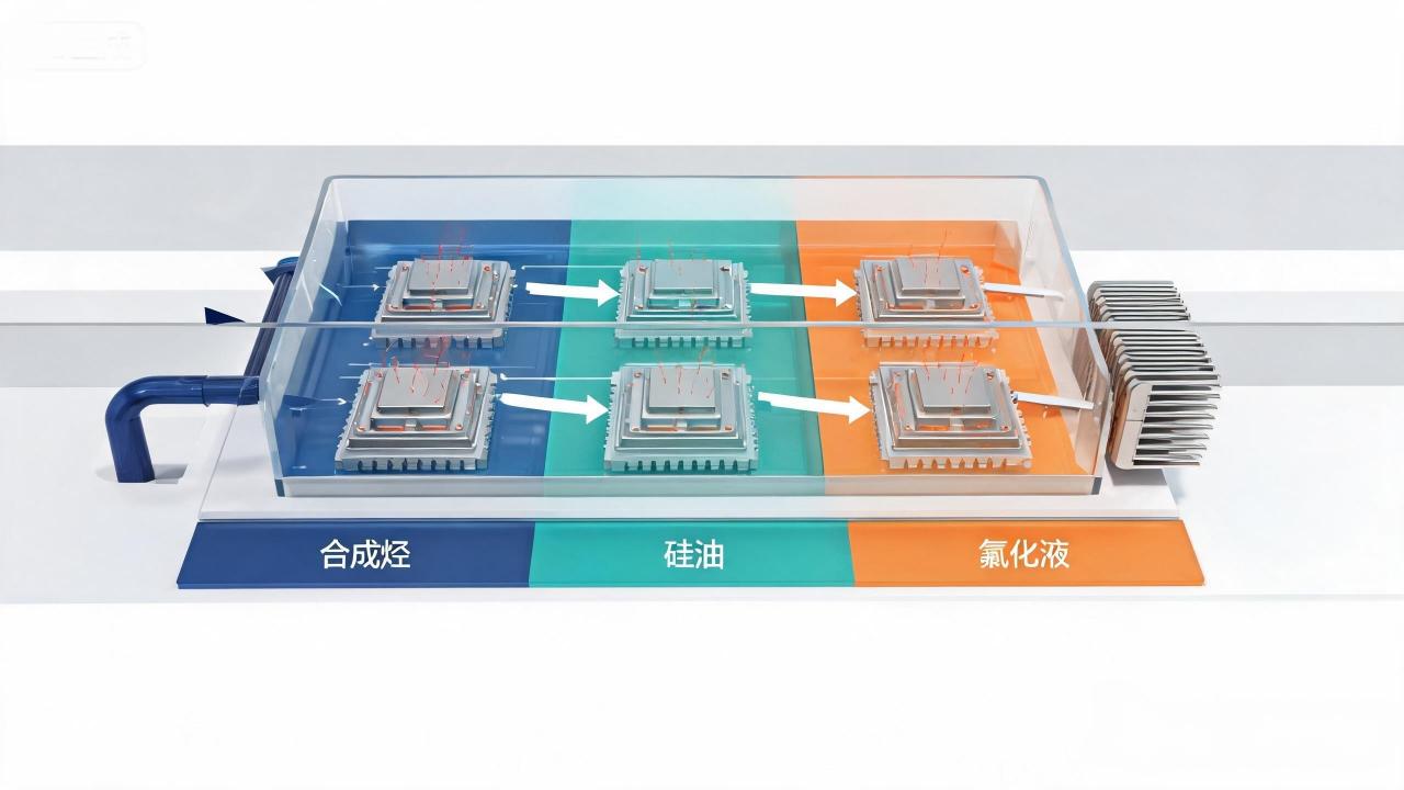 jimeng-2026-07-20-5049-专业工业技术信息图，主题为“浸没式液冷三种介质路线对比”，横向16_9画幅，白色...(1).jpg